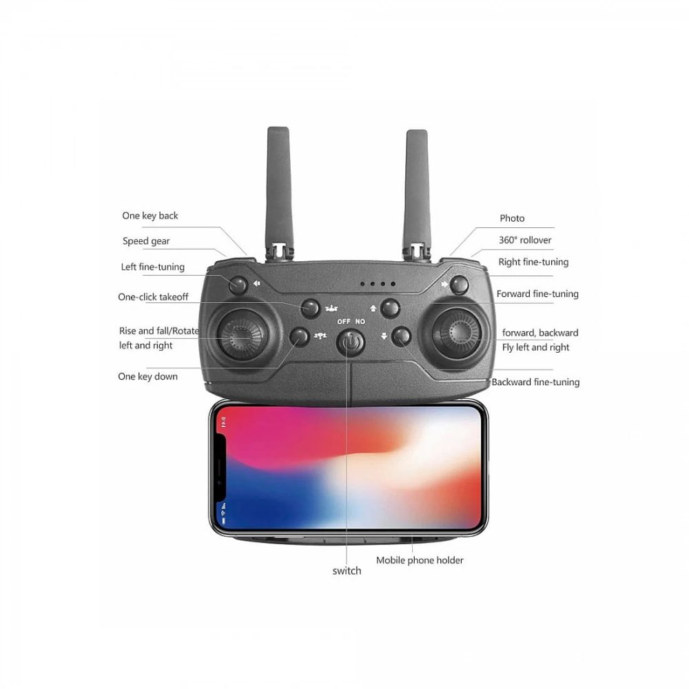 RECTITUDE Ultimate Aerial Adventure: E88 Foldable 4K Mini Drone RC Quadro-copter With WIFI FPV Wide Angle HD Dual Camera