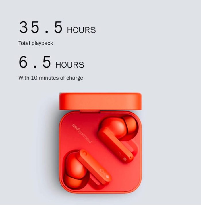 CMF by Nothing Buds 2a, 42 dB ANC, 12.4mm Driver, Dirac-tuned, Ultra Bass Tech, 35.5 hrs Bluetooth  (Orange, True Wireless)