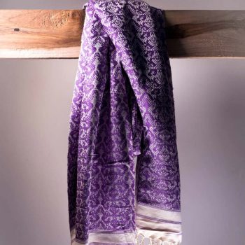 ALL OVER PURPLE MOTIF ERI SILK SHAWL (AHIMSA SILK)