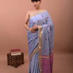 COTTON BLUE HANDWOVEN SAREE