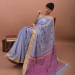 COTTON BLUE HANDWOVEN SAREE 1