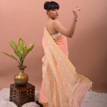 COTTON ORANGE HANDWOVEN SAREE