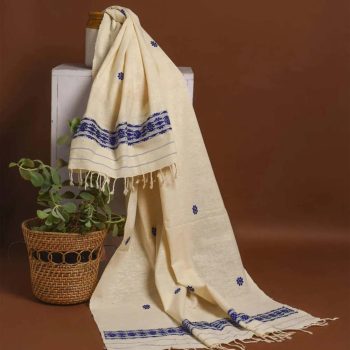 ERI SILK STOLE BLUE BORDER