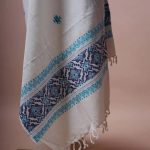 ERI CREAM SILK SHAWL (AHIMSA SILK) WITH BLUE BORDER
